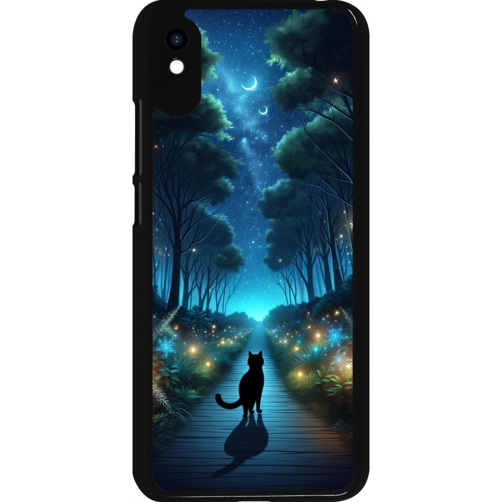 Xiaomi Redmi 9A Case Hülle - Schwarze Katze Spaziergang