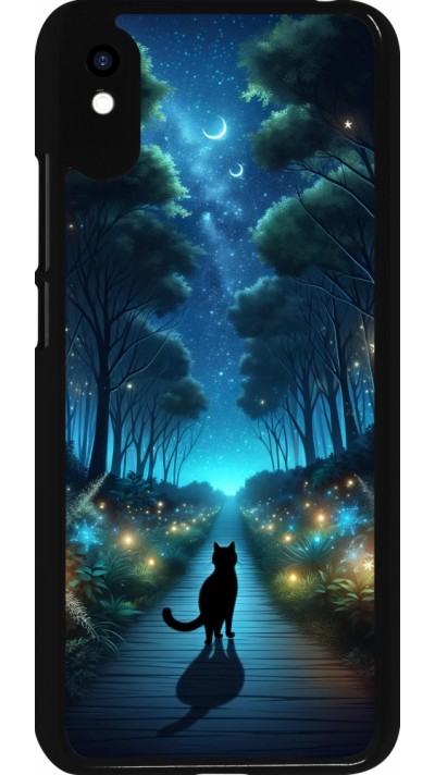 Xiaomi Redmi 9A Case Hülle - Schwarze Katze Spaziergang