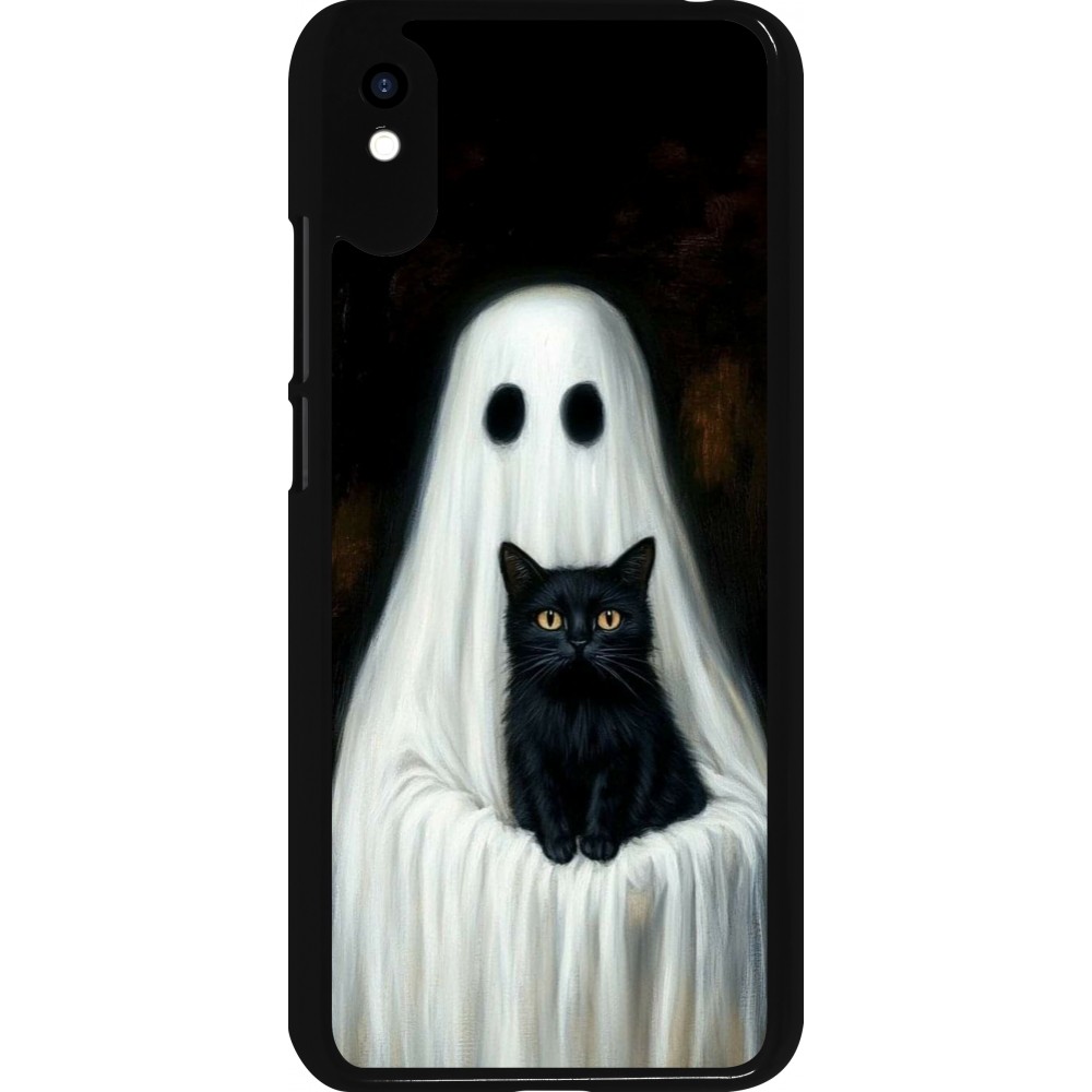 Xiaomi Redmi 9A Case Hülle - Halloween 2025 Ghost with black cat