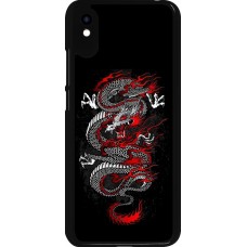 Xiaomi Redmi 9A Case Hülle - Japanese style Dragon Tattoo Red Black
