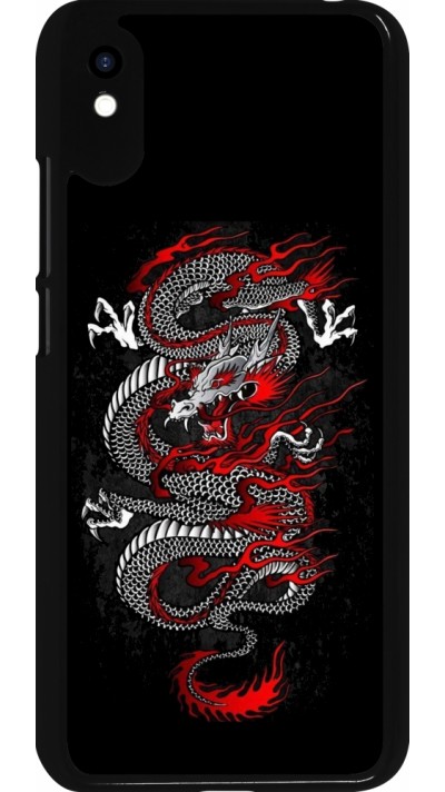 Xiaomi Redmi 9A Case Hülle - Japanese style Dragon Tattoo Red Black