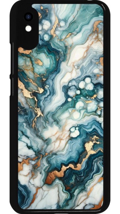 Xiaomi Redmi 9A Case Hülle - Grüner Blauer Goldener Marmor