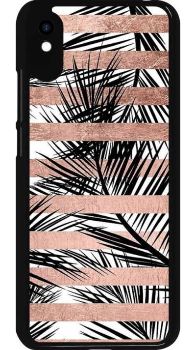 Xiaomi Redmi 9A Case Hülle - Palm trees gold stripes