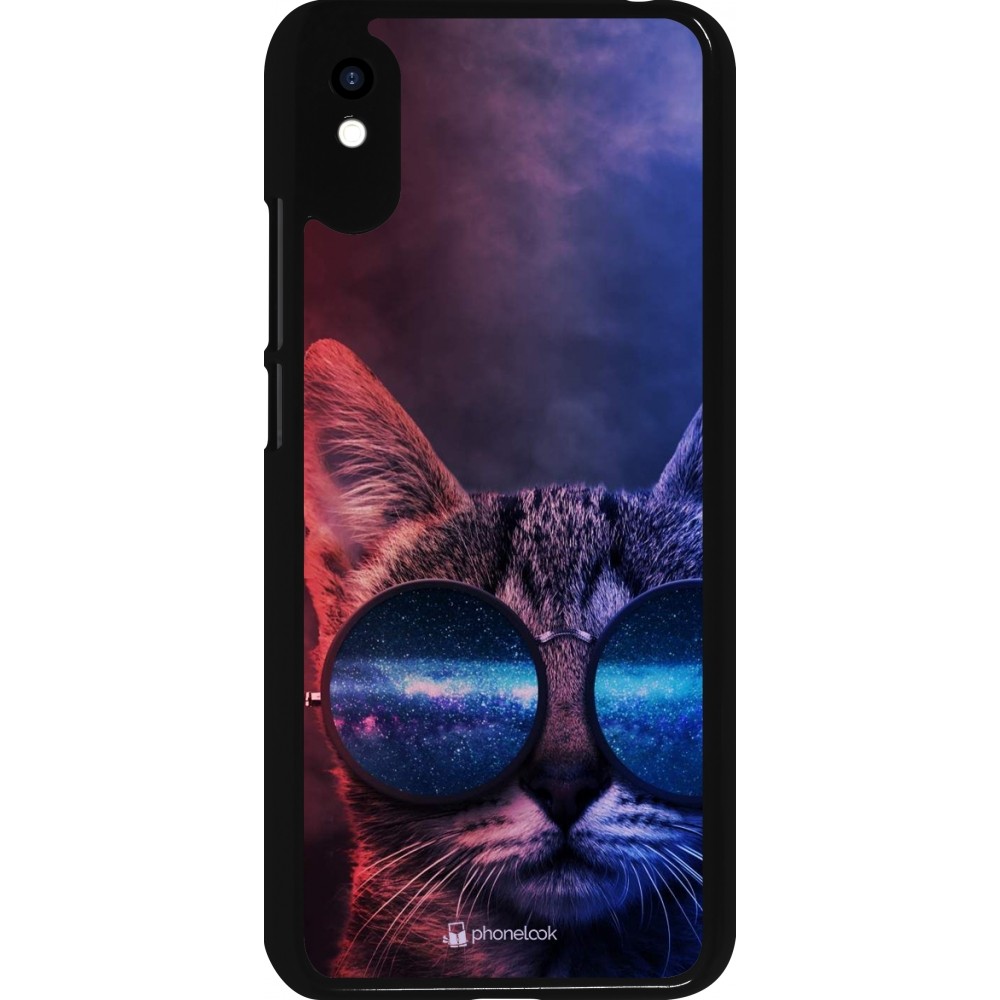 Xiaomi Redmi 9A Case Hülle - Red Blue Cat Glasses