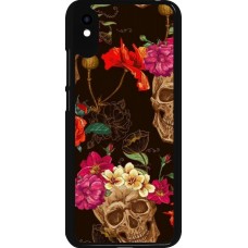 Xiaomi Redmi 9A Case Hülle - Skulls and flowers