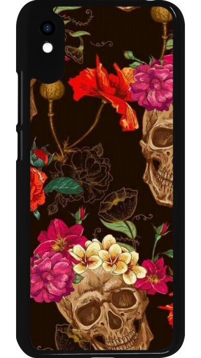 Coque Xiaomi Redmi 9A - Skulls and flowers