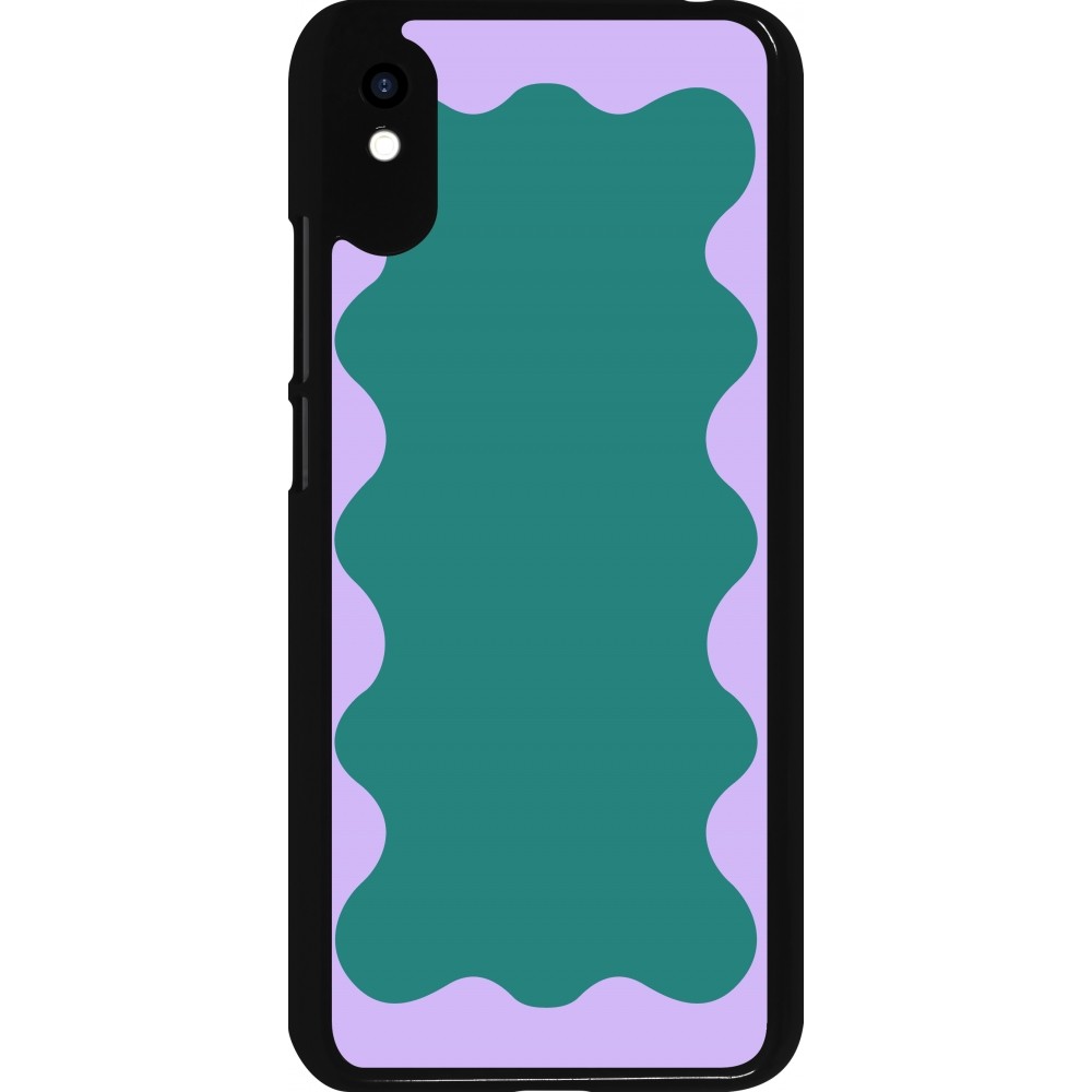 Xiaomi Redmi 9A Case Hülle - Wavy Rectangle Green Purple