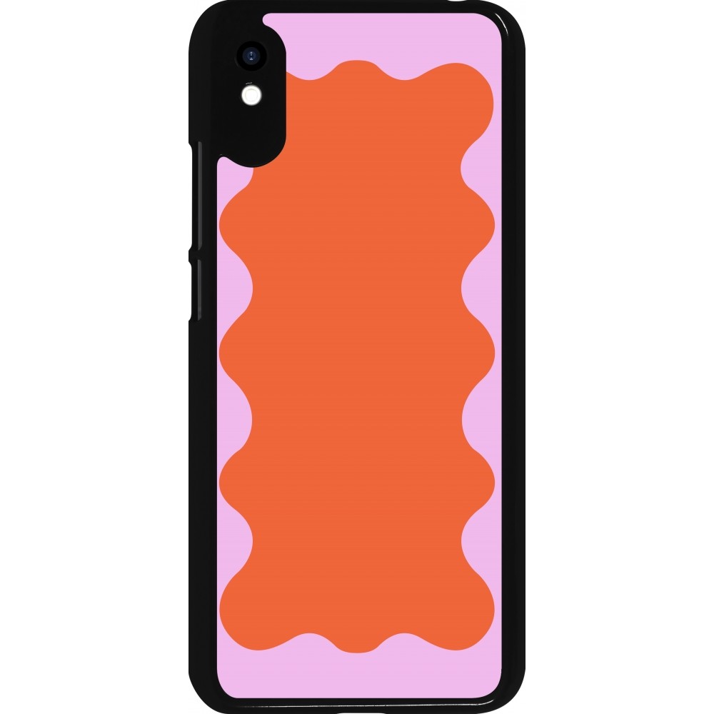 Xiaomi Redmi 9A Case Hülle - Wavy Rectangle Orange Pink