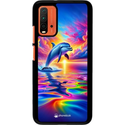Xiaomi Redmi 9T Case Hülle - Glücklicher Regenbogen-Delfin