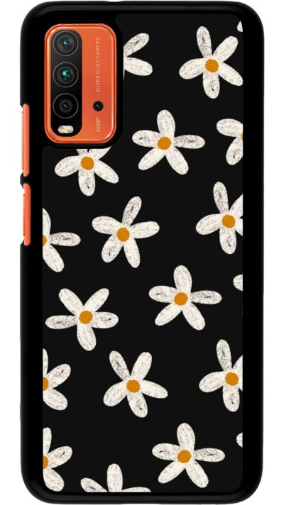 Coque Xiaomi Redmi 9T - Easter 2024 white on black flower