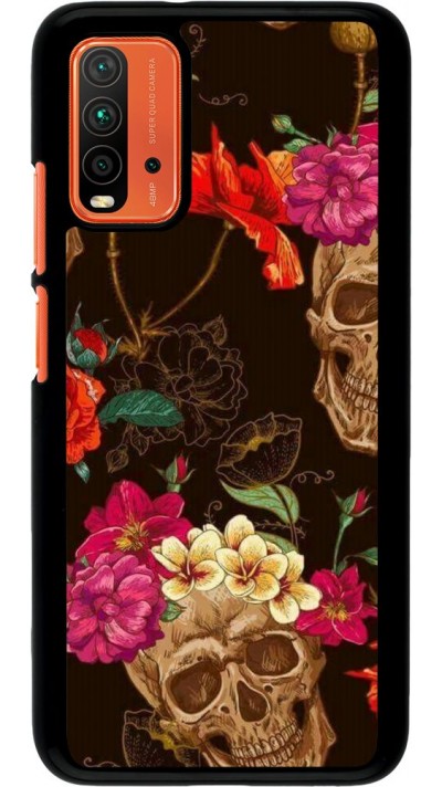 Coque Xiaomi Redmi 9T - Skulls and flowers
