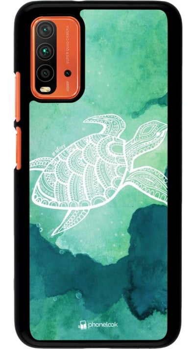 Coque Xiaomi Redmi 9T - Turtle Aztec Watercolor