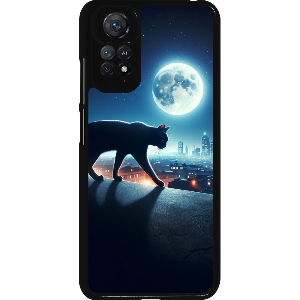 Xiaomi Redmi Note 11 / 11S Case Hülle - Schwarze Katze unter dem Vollmond