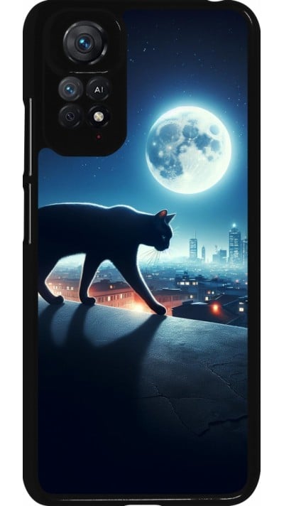 Coque Xiaomi Redmi Note 11 / 11S - Chat noir sous la pleine lune