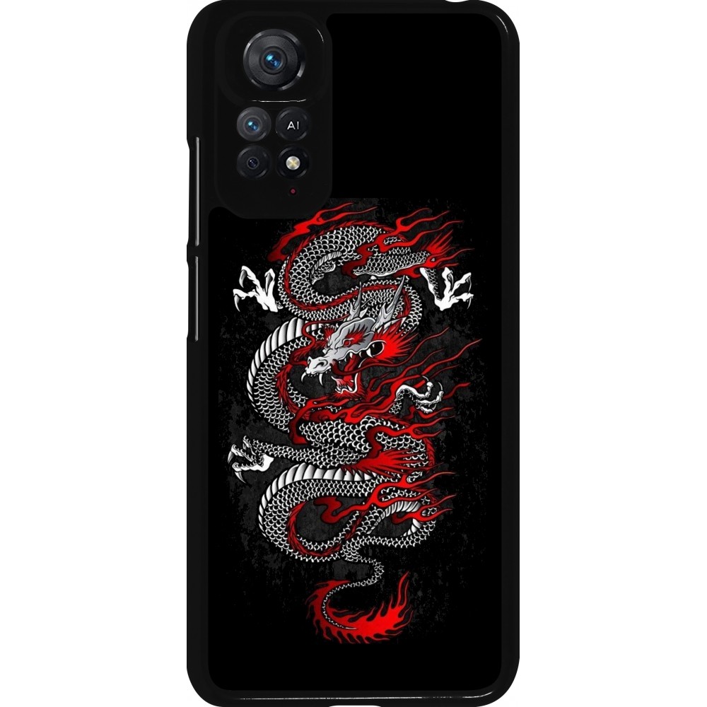 Xiaomi Redmi Note 11 / 11S Case Hülle - Japanese style Dragon Tattoo Red Black