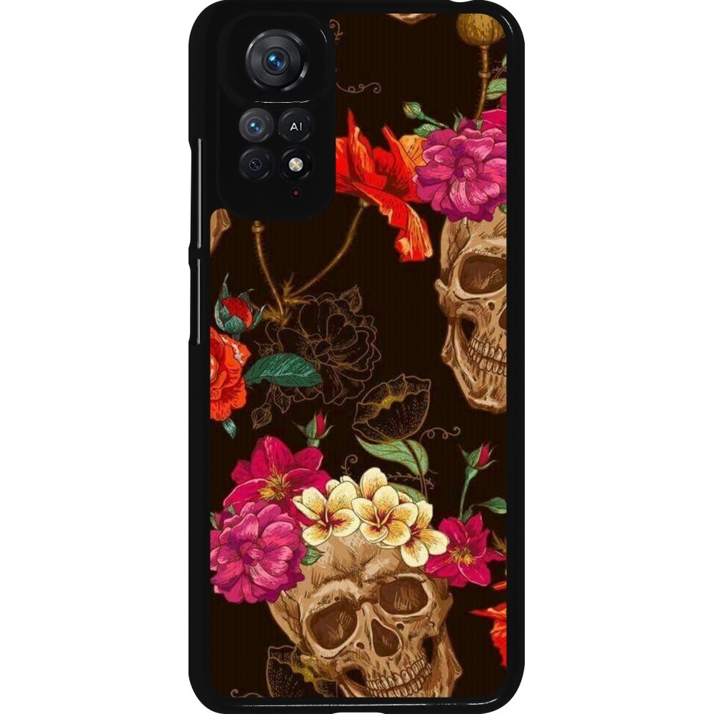 Xiaomi Redmi Note 11 / 11S Case Hülle - Skulls and flowers