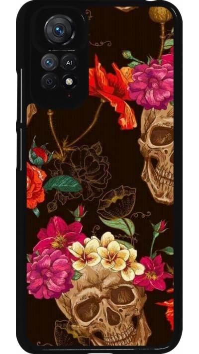 Xiaomi Redmi Note 11 / 11S Case Hülle - Skulls and flowers