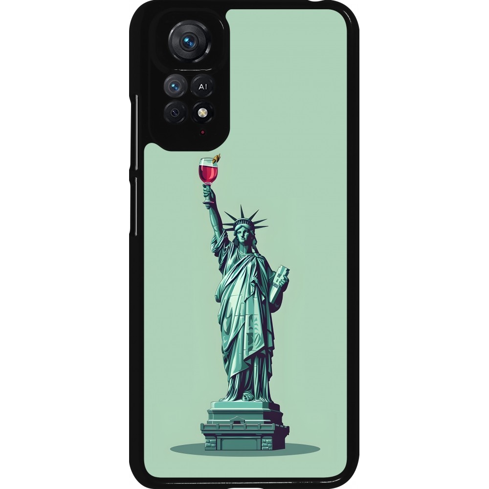 Coque Xiaomi Redmi Note 11 / 11S - Wine Statue de la liberté avec un verre de vin