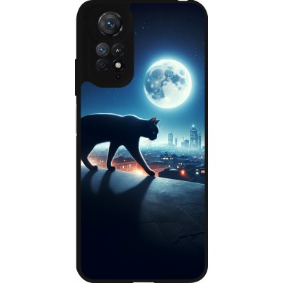 Xiaomi Redmi Note 11 / 11S Case Hülle - Silikon schwarz Schwarze Katze unter dem Vollmond
