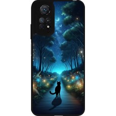 Coque Xiaomi Redmi Note 11 / 11S - Silicone rigide noir Chat noir promenade