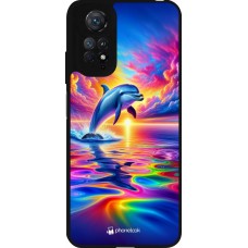 Coque Xiaomi Redmi Note 11 / 11S - Silicone rigide noir Dauphin arc-en-ciel heureux