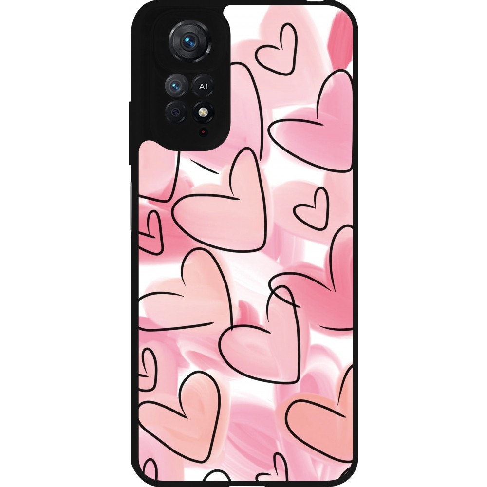 Coque Xiaomi Redmi Note 11 / 11S - Silicone rigide noir Easter 2023 pink hearts