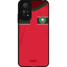 Coque Xiaomi Redmi Note 11 / 11S - Silicone rigide noir Maillot de football Maroc 2022 personnalisable