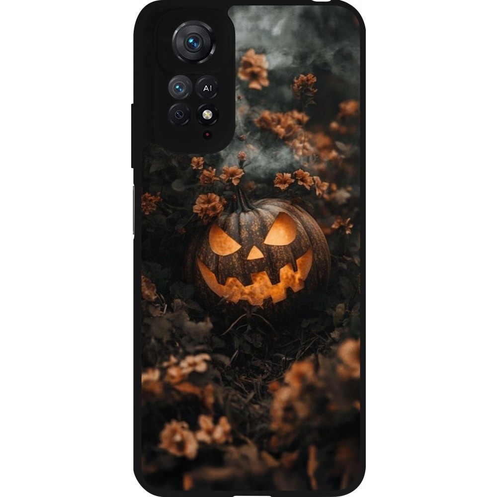 Xiaomi Redmi Note 11 / 11S Case Hülle - Silikon schwarz Halloween 2025 Pumpkin with flowers