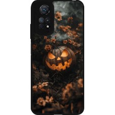Xiaomi Redmi Note 11 / 11S Case Hülle - Silikon schwarz Halloween 2025 Pumpkin with flowers