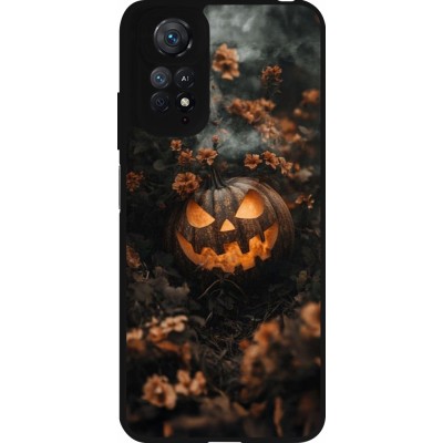 Coque Xiaomi Redmi Note 11 / 11S - Silicone rigide noir Halloween 2025 Pumpkin with flowers