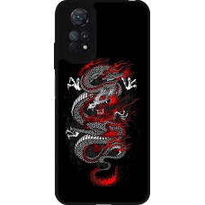 Coque Xiaomi Redmi Note 11 / 11S - Silicone rigide noir Japanese style Dragon Tattoo Red Black