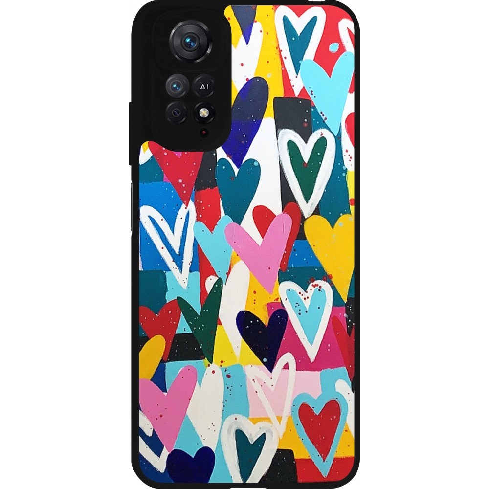 Coque Xiaomi Redmi Note 11 / 11S - Silicone rigide noir Joyful Hearts