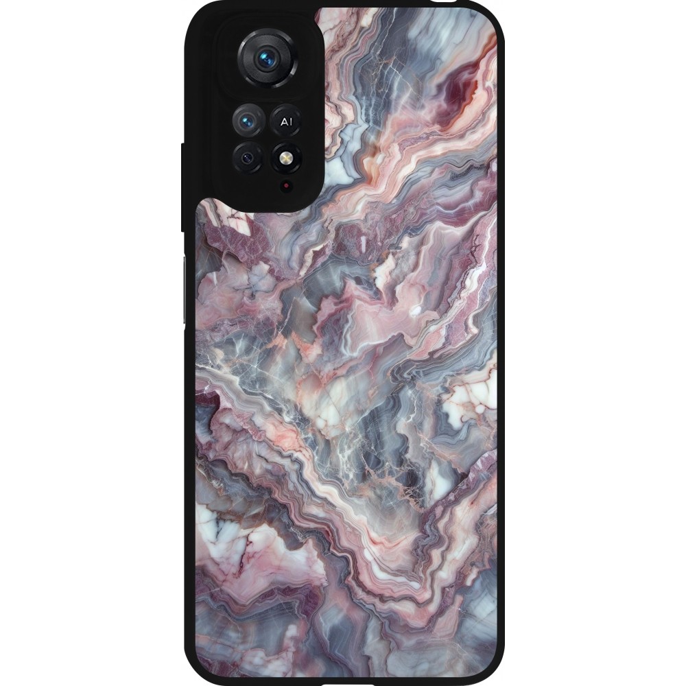 Xiaomi Redmi Note 11 / 11S Case Hülle - Silikon schwarz Violetter silberner Marmor