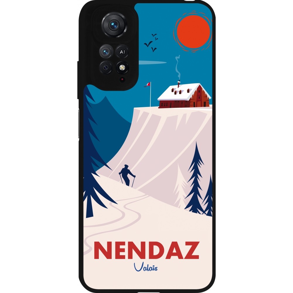 Coque Xiaomi Redmi Note 11 / 11S - Silicone rigide noir Nendaz Cabane Ski
