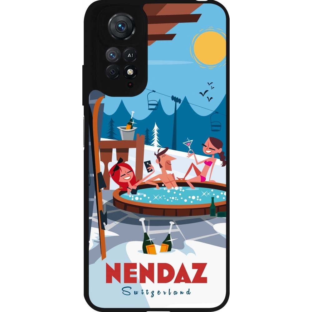 Coque Xiaomi Redmi Note 11 / 11S - Silicone rigide noir Nendaz Mountain Jacuzzi
