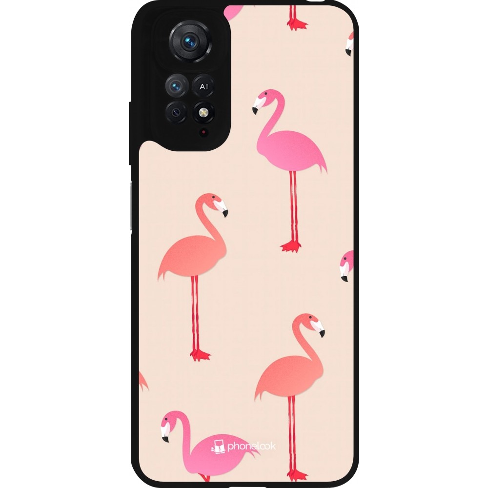 Coque Xiaomi Redmi Note 11 / 11S - Silicone rigide noir Pink Flamingos Pattern