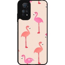 Xiaomi Redmi Note 11 / 11S Case Hülle - Silikon schwarz Pink Flamingos Pattern