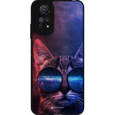 Coque Xiaomi Redmi Note 11 / 11S - Silicone rigide noir Red Blue Cat Glasses