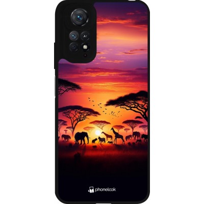 Xiaomi Redmi Note 11 / 11S Case Hülle - Silikon schwarz Safari Sonnenuntergang Wildtiere
