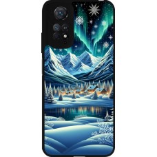 Coque Xiaomi Redmi Note 11 / 11S - Silicone rigide noir Snowy Mountain Village Lake night