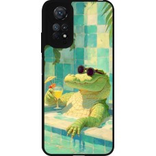 Coque Xiaomi Redmi Note 11 / 11S - Silicone rigide noir Crocodile in the swimming pool Summer 2026