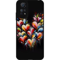 Coque Xiaomi Redmi Note 11 / 11S - Silicone rigide noir Valentine 2024 Coeur Noir Abstrait