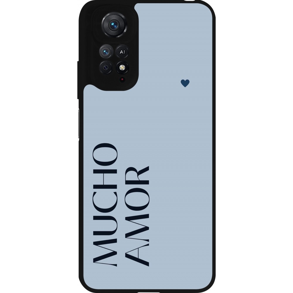 Coque Xiaomi Redmi Note 11 / 11S - Silicone rigide noir Valentine 2024 mucho amor azul