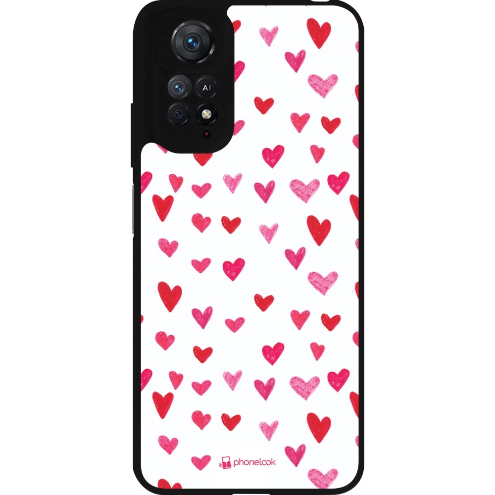 Xiaomi Redmi Note 11 / 11S Case Hülle - Silikon schwarz Valentine 2022 Many pink hearts