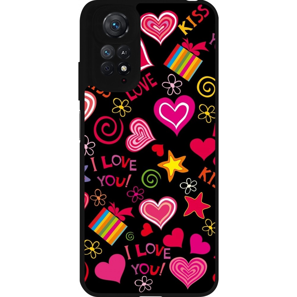 Xiaomi Redmi Note 11 / 11S Case Hülle - Silikon schwarz Valentine 2023 love symbols