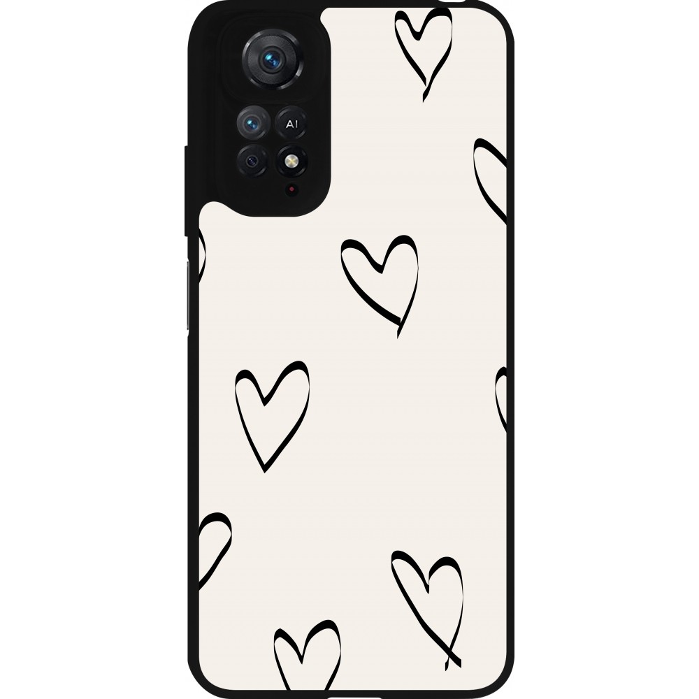 Xiaomi Redmi Note 11 / 11S Case Hülle - Silikon schwarz Valentine 2023 minimalist hearts