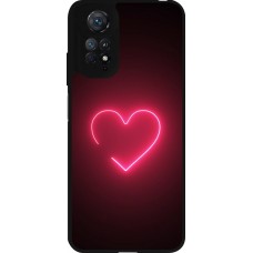 Coque Xiaomi Redmi Note 11 / 11S - Silicone rigide noir Valentine 2023 single neon heart