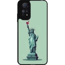 Xiaomi Redmi Note 11 / 11S Case Hülle - Silikon schwarz Freiheitsstatue mit einem Glas Wein