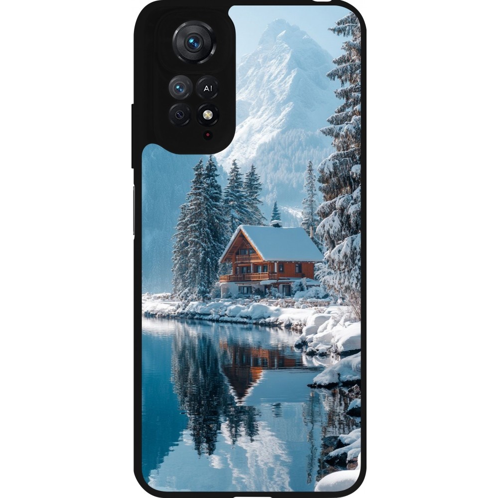 Coque Xiaomi Redmi Note 11 / 11S - Silicone rigide noir Winter 25 Winter house forest day