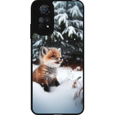 Coque Xiaomi Redmi Note 11 / 11S - Silicone rigide noir Noël 2023 Renardeau sapin